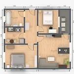 Appartement Ecocube 143 - Balkon, 3zimmer, Waschmaschine, Backofen, Badewanne, 5p